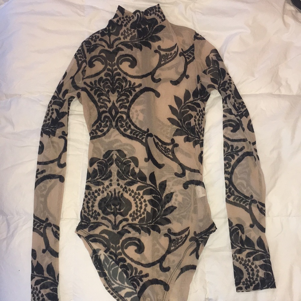 Love Culture mesh zipper bodysuit! Nude w/ black